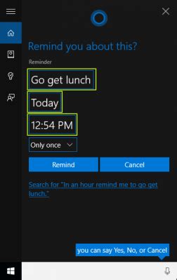 set a reminder for 5:00 p.m.|How to set a reminder with Cortana in Windows 10.